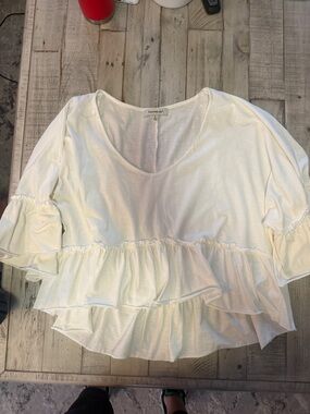 Francesca's large  White Ruffle Peplum Blouse
